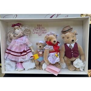 Rare NEW Suzanne Gibson Steiff Goldilocks Three Bears 1984 Artist Signed!